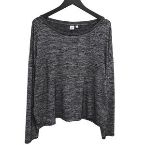 Gap Long Sleeve Shirt Womens XL Gray Space Dye Oversized Knit Tee Leisurewear